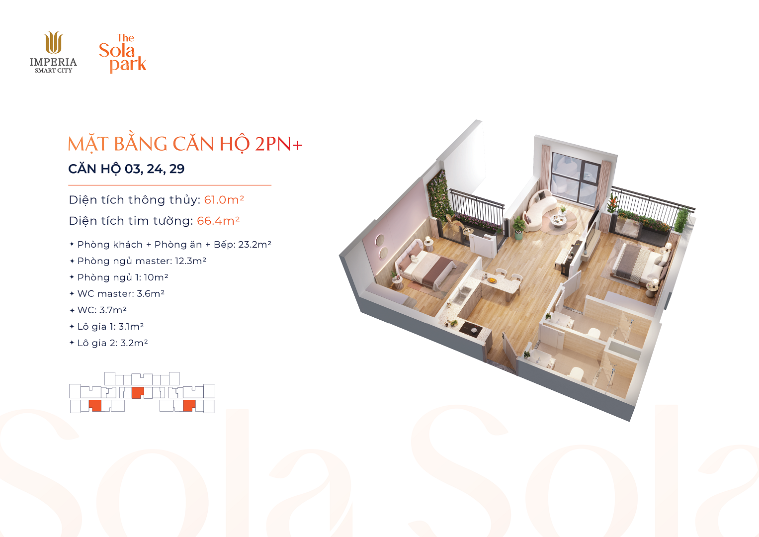 thiết kế căn hộ 2 ngủ+ the sola park